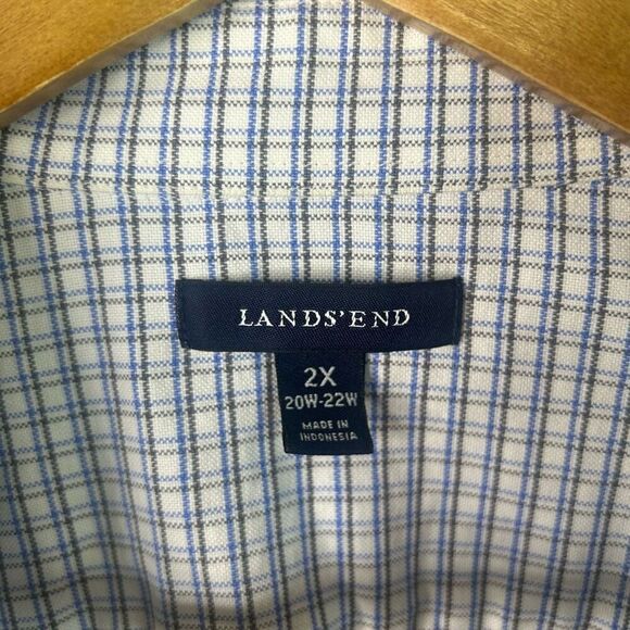 Lands’ End Blue Plaid Long Sleeve Button Up Shirt Women's Size 20W-22W Cotton - Picture 5 of 10